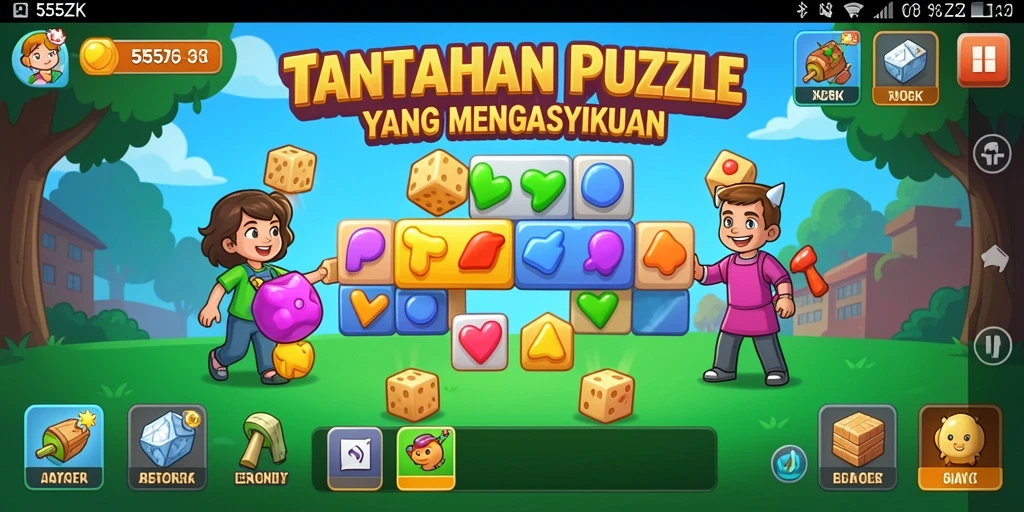 Tangkapan layar gameplay 555ZK yang menampilkan sesi puzzle yang seru.