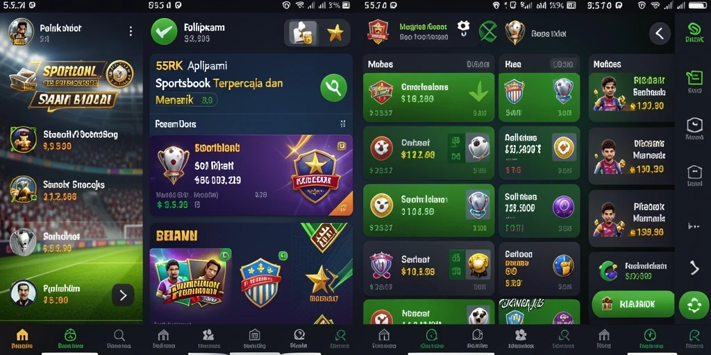 Tampilan antarmuka pengguna aplikasi 55RK dalam gameplay Sportsbook.