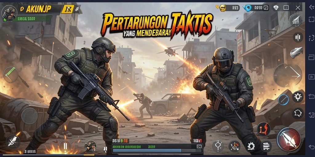 Tampilan gameplay mendebarkan dalam AKUNJP dengan aksi intens.