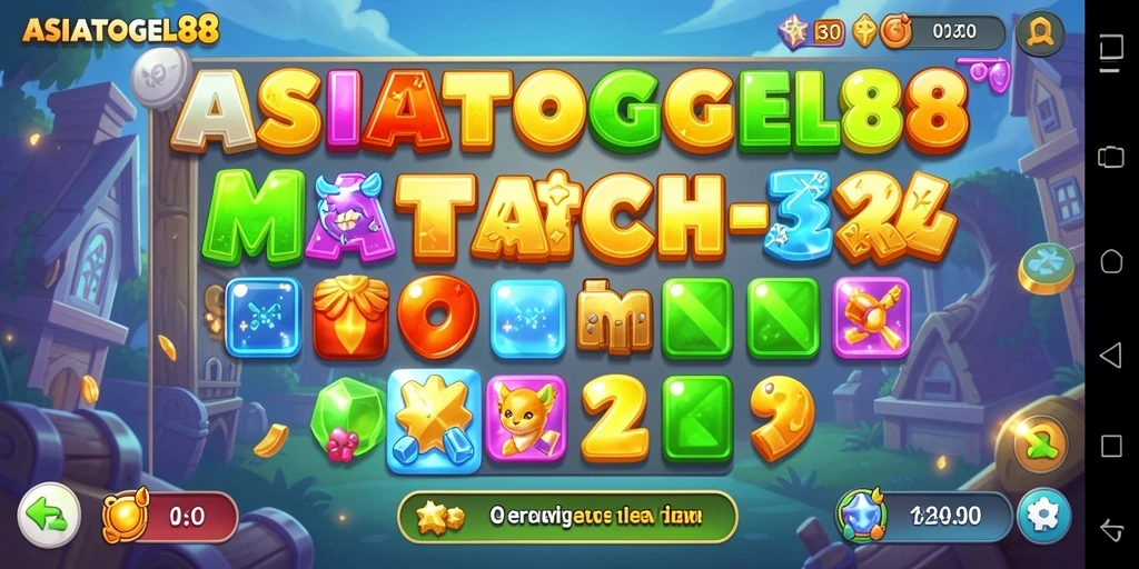 Screenshot ASIATOGEL88 menampilkan gameplay menarik dengan berbagai permata berwarna.