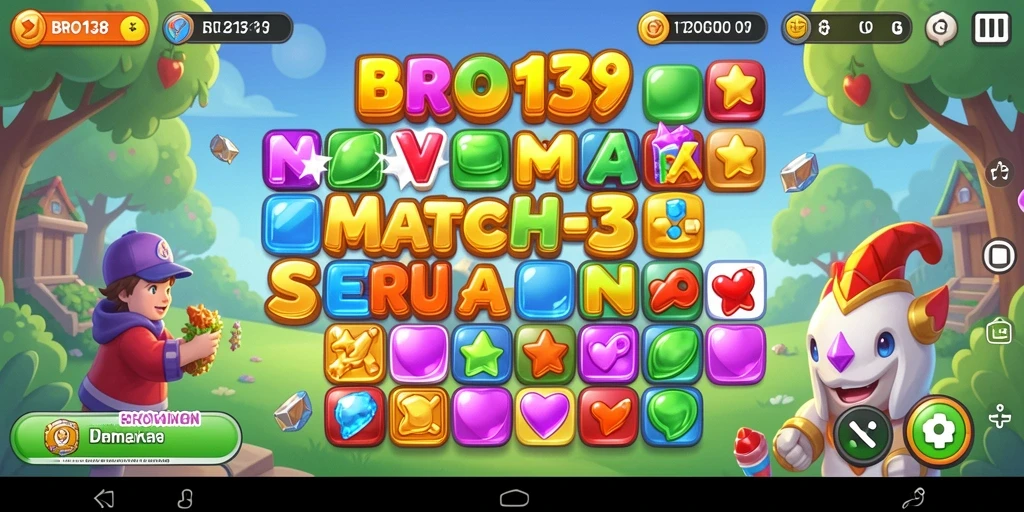 Tampilan dinamis dan menarik dari gameplay Match-3 BRO138.