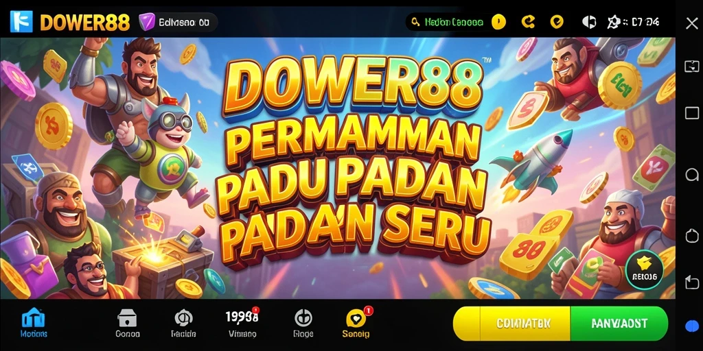 Tampilan gameplay seru DOWER88 dengan objek padu padan yang berwarna-warni.