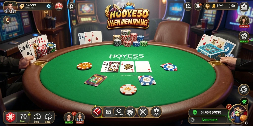Tampilan gameplay seru dan menantang dari HOYE55 dalam permainan Poker.