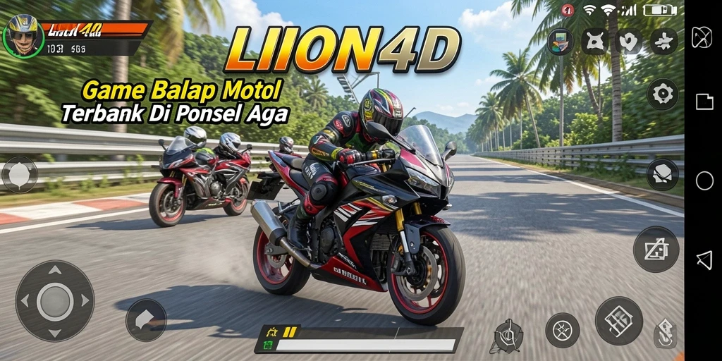 Tampilan gameplay seru LION4D dengan berbagai motor balap.