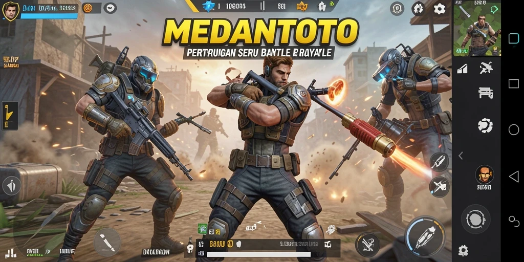 Screenshot MEDANTOTO menunjukkan pertempuran seru dan dinamis di arena Battle Royale.