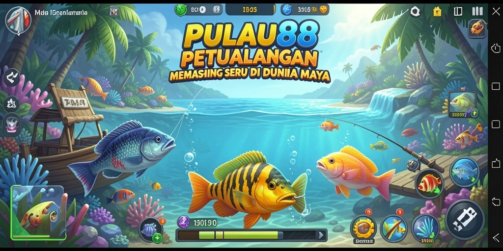 Tampilan gameplay PULAU88 yang menakjubkan saat memancing di lautan.