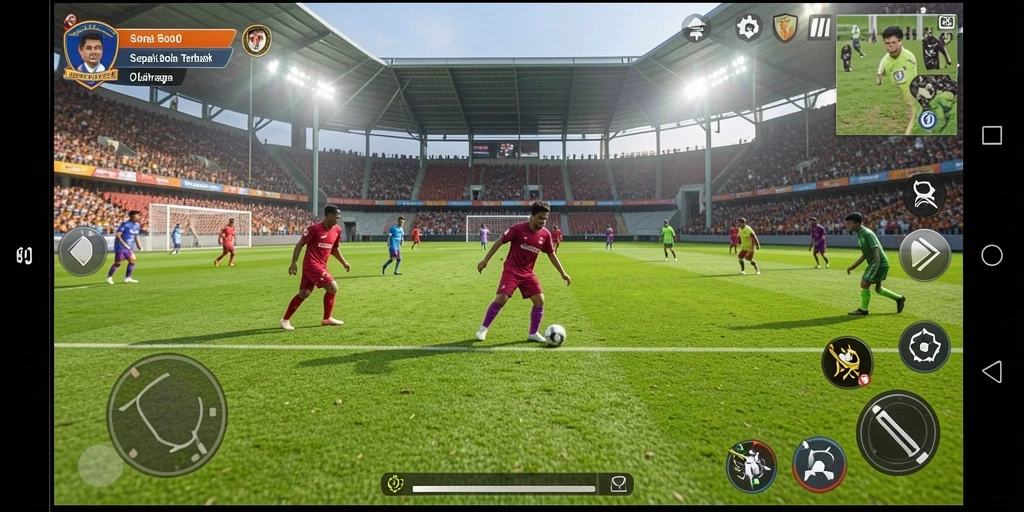 Tampilan gameplay S80 yang mendebarkan dengan aksi sepak bola seru.