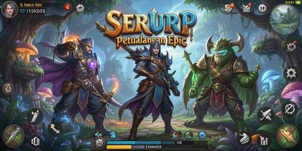 Tangkapan layar SERURP menampilkan aksi seru di dunia fantasi.