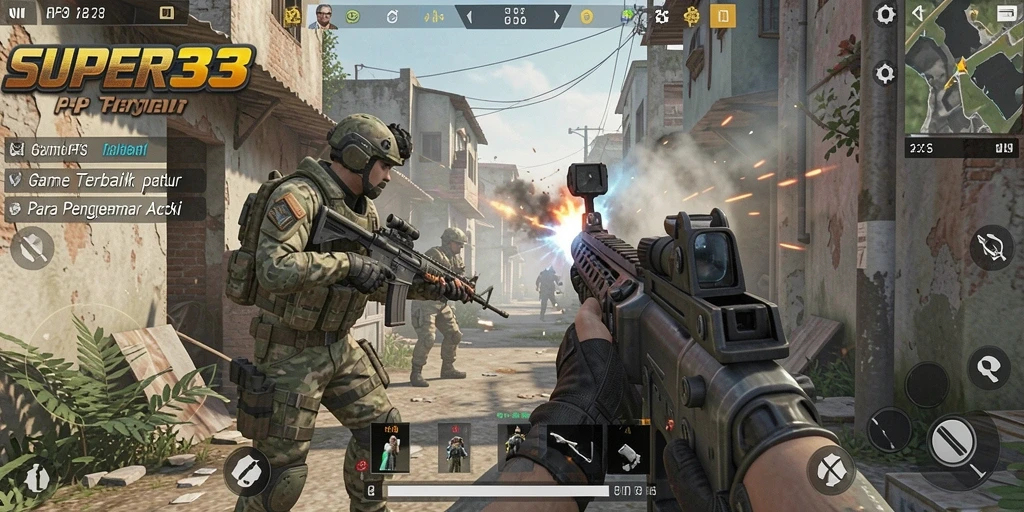 Gambaran gameplay seru dalam SUPER33 sebagai game FPS.