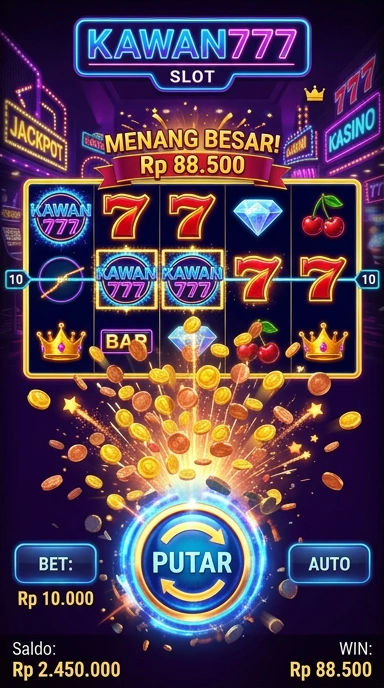 Tampilan fitur utama aplikasi kawan777.